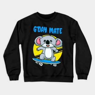 Cute Koala On Australia Kids Skateboard Crewneck Sweatshirt